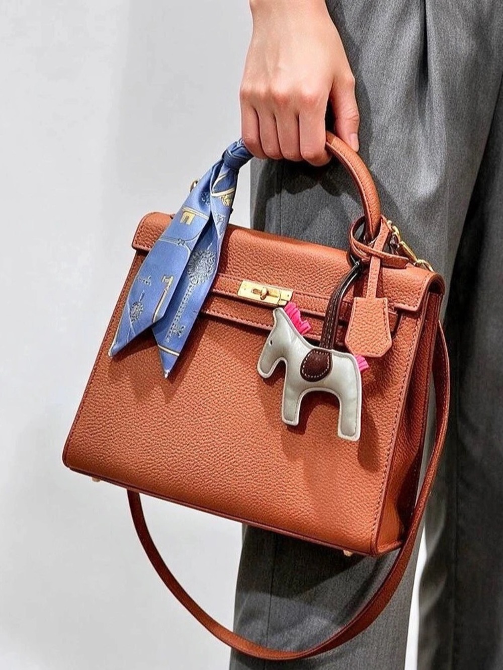 Luxe Top Handle Crossbody Bag with Red Velvet Bow & Pom Charm